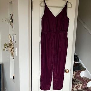 Banana Republic Elegant Burgundy Velvet Jumpsuit